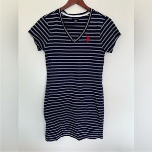 U.S. Polo Assn. Navy and White Striped Dress Size M